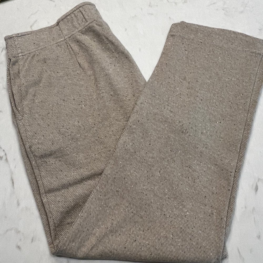 Pure Jill J. Jill Tan Speckled Wide Leg Textured Knit Pants Medium RN 97641